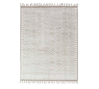 Bohemian Shag Geometric Design Hand Knotted Moroccan Beni Ourain Berber Rug