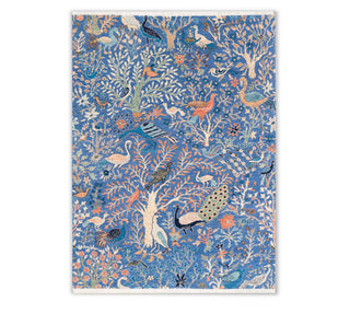 Chirping Garden Decorative Blue Birds Garden View Rug