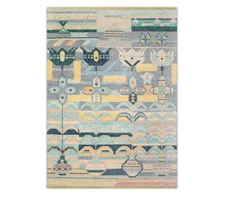10x14 Blue Colorful Modern Tribal Moroccan 100% Wool Indian Rural Artisans Hand Knotted Rug
