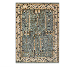 Classic Persian Green Ivory Tree of life Modern Designer Soft Oushak Turkish Style Wool rug