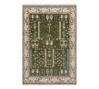 Classic Persian Tree Of Life Green Wool Handmade Turkish Oushak custom size Rug
