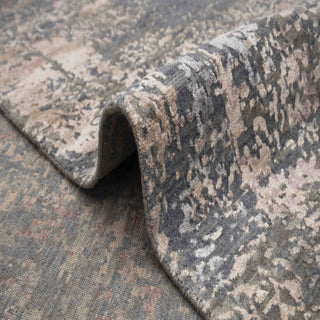 Contemporary Indian hand-knotted rug with charcoal abstract motif and rust-burgundy highlights, large 8x10.