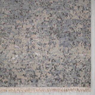Contemporary Indian hand-knotted rug with subtle taupe-gray abstract motif, neutral palette, large 8x10.
