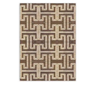 Custom Size Greek Keys Pattern geometric motifs hand stitched weave Indian abaca rugs for sale.