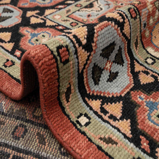 Durable wool 9x12 living room rug, rich colors, low pile, classic tribal medallion statement carpet.