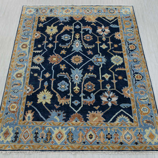 Cramer 8x10 Navy Modern Floral Oushak Woolen Rug