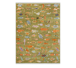 Pisces 8x10 Playful Fish Pattern Wool Rug