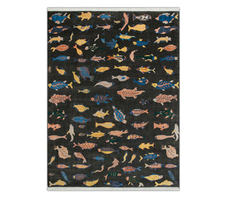 Pisces 8x10 Playful Fish Pattern Wool Rug