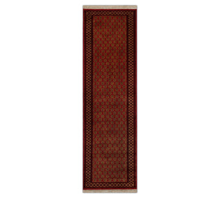 Herati 2'6x8 Red Litchi Motifs Woolen Hallway Rug