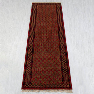 Herati 2'6x8 Red Litchi Motifs Woolen Hallway Rug