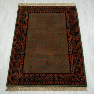 Herati 2'6x4 Olive Hand Knotted Persian Runner Rug