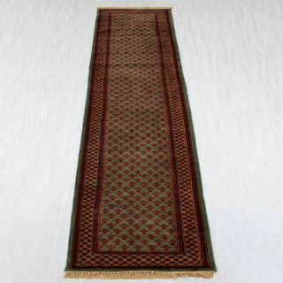 Herati 2'6x14 Olive Wool Persian Long Runner Rug