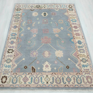 Melaine 9x12 Distressed Decorative Border Oushak Rug