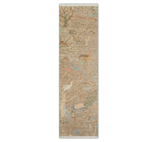 2'6x10 Distressed Birds Peacock Wool Runner Rug