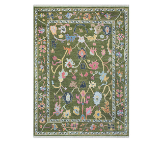 9x12 Olive Green Oushak Indian Weavers Hand Knotted Wool Rug
