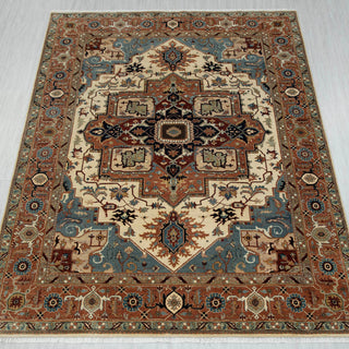 Parisa 8x10 Fine Knotted Persian Medallion Serapi Wool Rug