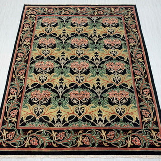 Foil 8x10 Hand Knotted Decorative Floral Motif Wool Rug
