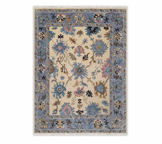 8x10 9x12 Ivory Cream Modern Turkish Oushak Hand Knotted Wool Rug