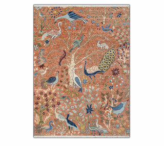 5x7 Persian Inspired Peacock Garden Wool Rug