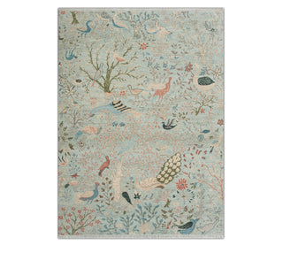 6x9 Muted Look Birds Peacock Fine Weave Wool Rug