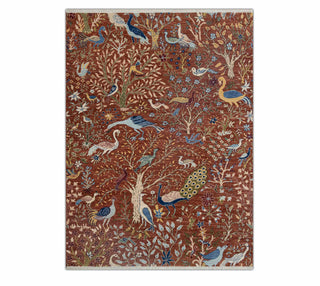 6x9 Rust Terracotta Bird & Tree of Life Area Wool Rug