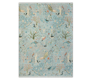 10x14 Blue Colorful Birds Tree of Life Woolen Area Rug