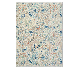9x12 Ivory Birds Peacock Garden Woolen Area Rug