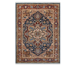 6x8 Navy Rust Medallion Persian Serapi Woolen Rug: Oriental Looms