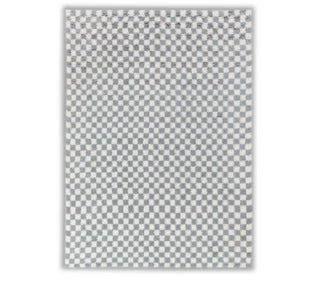 Ivory White Grey Cheque Soft Wool Rug Moroccan Beni Ourain Hand Knotted Wool Rug
