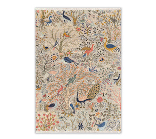 Gray Peacock Garden Scene Beautiful Fine Wool Living Room Rug Bedroom Rug