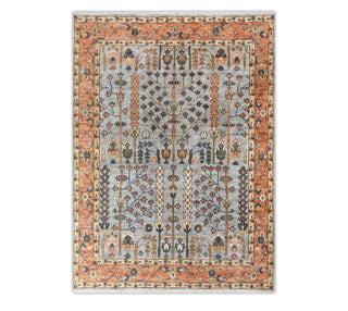 Gray Rust Tree Of Life Handmade Soft Feel Wool Oushak Style bedroom rug