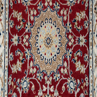 Hand-knotted Persian red runner rug  wool and silk, custom-sized for hallways 