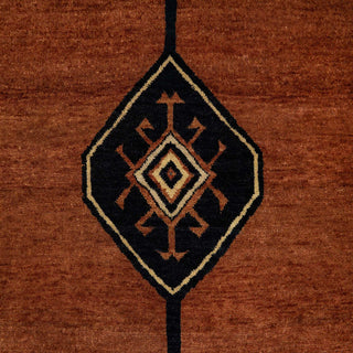 Hand-knotted ivory wool rug featuring minimalist linear medallions, 8x10 ft, high quality décor