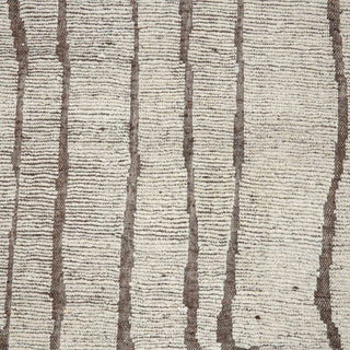  Hand-knotted wool rug featuring faded geometric streaks in soft beige taupe, 8x10 ft easy-clean low pile. 