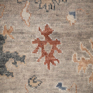 Hand-knotted wool rug featuring muted Oushak floral pattern in grey, ivory, blue, 8x10 size