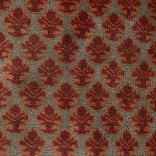Hand-knotted wool runner featuring dense tribal boteh lattice in rust on teal field, 2.6x8 hallway size