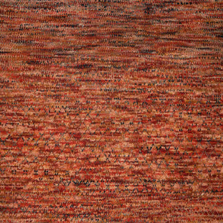 Hand-knotted wool runner rug featuring minimalist heathered pattern in burnt orange, brown, 2.6x10.