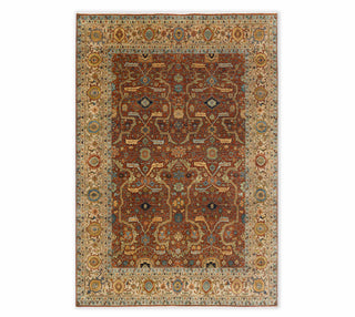 Hand Knotted Vintage Persian Look Rust Wool Rug For Living Room