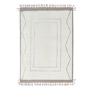  Handmade Zigzag Border Moroccan Beni Ourain Berber Shag Boho Wool Rug 