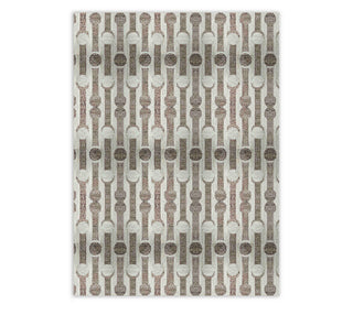 Handmade abaca fiber rugs taupe beige with chain-link oval pattern design. Abaca fiber area rug.