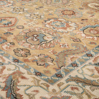 Indo Persian hand-knotted rug with traditional allover floral motifs in gold, cream, teal accents
