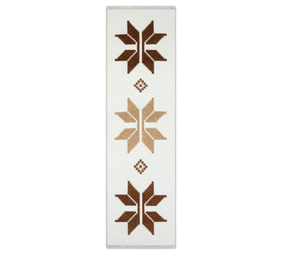 Ivory & Brown Modern Southwestern Runner Rug | Tribal Geometric Rug