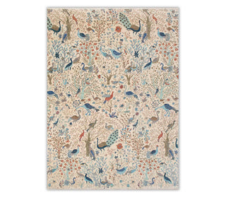 Ivory Colorful Peacock Beautiful Garden Look Fine Quality Wool Rug For Bedroom