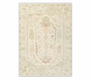 Ivory Cream wool Muted Look Turkish Oushak Hand Knotted Soft Quality Wool Washed Look Area Rug