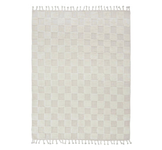 Ivory White Moroccan Beni Ourain Hand Knotted Wool Rug
