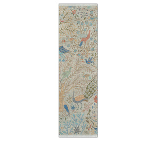2'6x8 Distressed Gray Birds Woolen Runner Rug