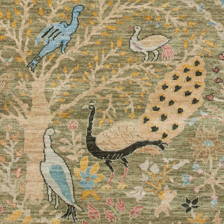 Large Area Persian Birds & Trees Inspired Wool Rug