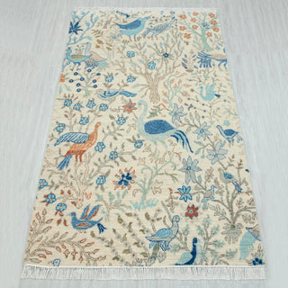 4x6 Ivory Birds of Paradise Floral Wool Rug