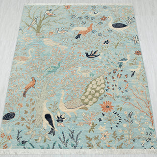 5x7 Birds Peacock Garden Hand Knotted Wool Rug