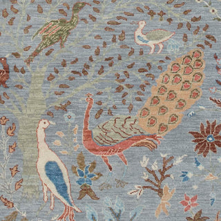 Persian Inspired Aviary Garden Gray Wool Rug